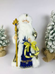 Фигурка новогодняя Merry Christmas 15340 Дед Мороз в синей шубе с тайником для конфет 50см