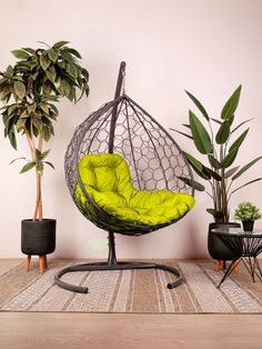 Подвесное кресло серое, Big, ротанг 17801170 желтая подушка No Brand