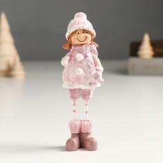 Новогодний сувенир NoBrand 9498837 Малышка в зимнем наряде длинные ножки 3х4х11,5 см