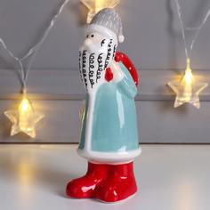 Новогодний сувенир NoBrand 6436053 Дед Мороз в кафтане, с красным мешком 18,3х6,5х8,1 см