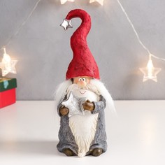 Новогодний сувенир NoBrand 7567918 Дедушка Мороз в колпаке с звёздочкой 21,5х7х8 см