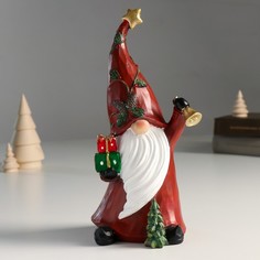 Новогодний сувенир NoBrand 9491536 Дед Мороз с подарками и колокольчиком 10,5х9х22,5 см