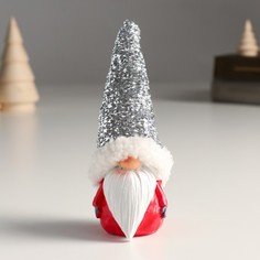 Новогодний сувенир NoBrand 9494167 Дедушка Мороз в шубе, колпак с мишурой 4,5х4х14 см