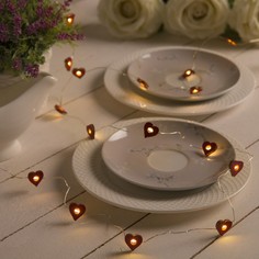 Гирлянда Нить Роса с насадками Сердце Luazon Lighting 3667524 2 м свечение тёплое белое