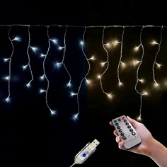 Гирлянда Бахрома SH Lights ICLD100, двухцветная, 280х70см, пульт ДУ, USB, теплый белый