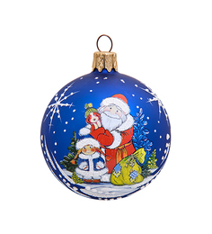 Елочный Шар Дед Мороз и Снегурочка, Элита 802443 1шт голубой, 65 мм НФШ-1123/3 Elita