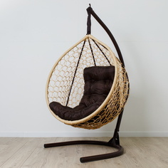 Подвесное кресло Светлый дуб STULER Plaint Ажур Венге 140 Венге +2TR Коричневая подушка