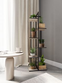 Полка для цветов, ММ, Этажи-6 Намибия, Подставка-Этажи-6-440х240х1390-9005-муар-НАМ Make Mebel