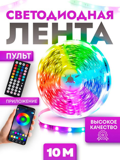 Светодиодная лента-гирлянда BashExpo с пультом bluetooth RGB неоновая лента 10м