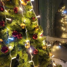 Гирлянда Нить SH Lights LD100 10м теплый белый, белый провод, соединяемая, мерцающая