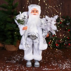 Фигурка новогодняя Зимнее волшебство Дед Мороз с шариками 9692524 Белый 50 см No Brand