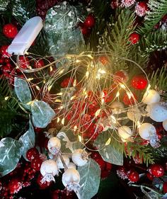 Гирлянда роса Christmas LR2032 50L 5M на батарейках белый теплый