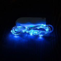 Новогодняя гирлянда Merry Christmas линейная леска 30LED роса синяя 3м 2хCR2032 8416