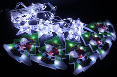 Новогодняя гирлянда Merry Christmas бахрома Ёлки и звёзды 10LED белая 3м 15088