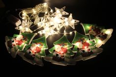 Новогодняя гирлянда Merry Christmas бахрома Ёлки и звёзды 10LED тёплая белая 3м 15089