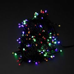 Новогодняя гирлянда Merry Christmas линейная разноцветная тёмный провод 13м 4698