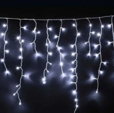 Новогодняя гирлянда Merry Christmas бахрома 240LED белая 5 м 15044