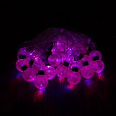 Новогодняя гирлянда Merry Christmas 9354 LED линейная Огненный шар 20L,5м розовая