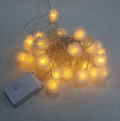 Новогодняя гирлянда Merry Christmas 6756 LED линейная с ёжиками 3,5м тёплая белая
