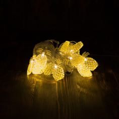 Новогодняя гирлянда Merry Christmas 8439 LED линейная с ананасами 4м тёплая белая