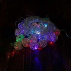 Новогодняя гирлянда Merry Christmas 9389 LED линейная с клубочками серебро 4м разноцветная