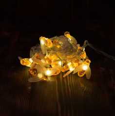 Новогодняя гирлянда Merry Christmas 8436 LED линейная с пчёлами 3 м теплая белая