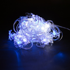 Новогодняя гирлянда Merry Christmas 6107 LED линейная с цветочками 3,5м сине-белая