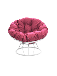 Кресло Папасан без ротанга белое, розовая подушка 23073386 No Brand