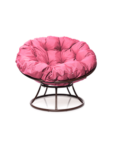Кресло Папасан без ротанга коричневое, розовая подушка 23073398 No Brand