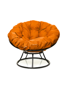 Кресло Папасан без ротанга чёрное, оранжевая подушка 23073419 No Brand