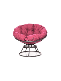 Кресло Папасан с пружинкой без ротанга серое, розовая подушка 23073466 No Brand