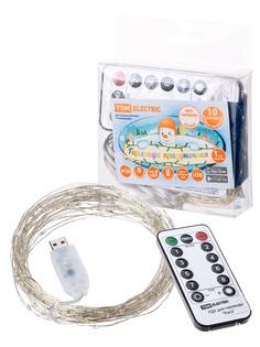 Гирлянда светодиодная оса TDM SQ0361-0089 00-Д 10 м, 100LED, белый, ПДУ, USB, IP20