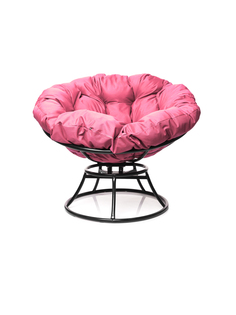 Кресло Папасан с пружинкой без ротанга чёрное, розовая подушка 23073477 No Brand