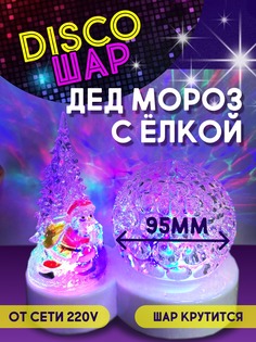 Диско шар LED шар-дед-мороз-елка настольный