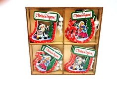 Игрушки новогодние деревянные на елку NoBrand 55429ML 12шт по 5,5 см.