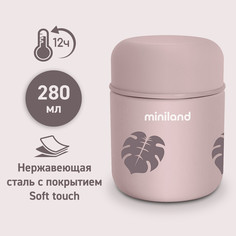 Детский термос для еды и жидкостей Terra Thermos Mini, бежевый/листья, 280 мл Miniland