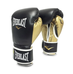 Перчатки тренировочные Everlast Powerlock PU 16oz чёрно-золотые, 1 пара