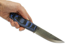 Нож Град Горький Шкуросъёмный цельнометаллический Техно Томми, D2, G-10, синий