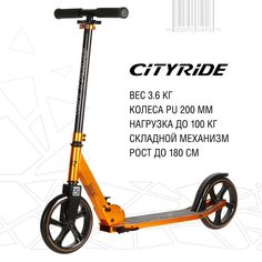 Самокат двухколесный складной CITY-RIDE, колеса PU 200/200 мм, CR-S2-01GD.