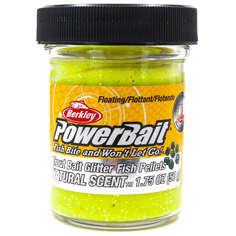 Форелевая паста BERKLEY PowerBait Natural SCENT Пелетс рыбный,желт Sunshine 50гр. Glitter