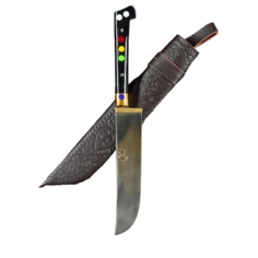 Нож Пчак Шархон - Чирчик, оргстекло, ёрма, гарда латунь, клинок с гравировкой. ШХ-15 (10-1 Shafran
