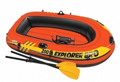 Explorer Pro 200 Set, надувная 2-х местная лодка 196х102х33 см с веслами и насосом, 58357 Intex