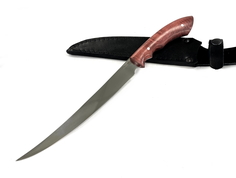 Нож Ворсма филейный большой, цельнометаллический, AUS8, карельская береза