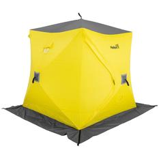 Зимняя палатка для рыбалки утепленная Helios Куб желтая, 1,8х1,8х2,05 м.