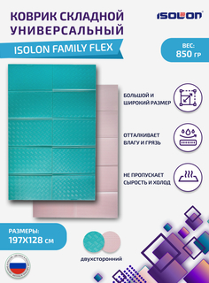 Коврик туристический Isolon Family Flex 197х128см 10мм бирюзовый-розовый