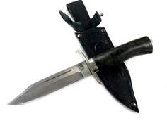 Нож Златоуст Разведчик Н19, дамасская сталь У10А-7ХНМ, стабил.карельская берёза, никель