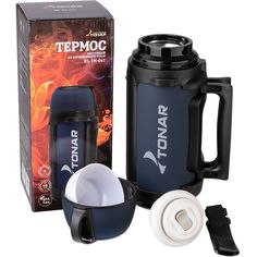 Термос HS.TM-041 1400ML (кружка с ручк, доп.пл.чашка, скл.ручки, ремень) TONAR, 000222587 Сибирский Следопыт