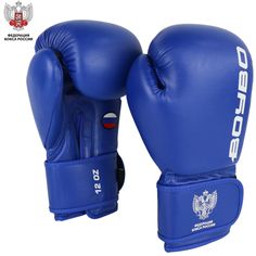 Перчатки боксерские BoyBo TITAN, IB-23-1, кожа одобрены ФБР, синие 12 oz
