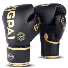 Перчатки для бокса Gingpai Scorpio черно-золотые 14 oz