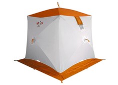 Палатка куб для рыбалки Пингвин Призма (1-слойная), бело-оранжевая